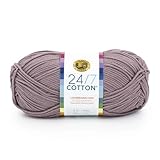 Lion Brand Yarn Lightweight 24/7 Cotton Yarn for Knitting, Crocheting, and Crafts, 1 Pack, Vintage Lilac
