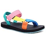 ALEADER Comfortable Summer Sandals for Women, Original Sport Sandals for Water, Beach, Walking Shoes, Rainbow, 9 US