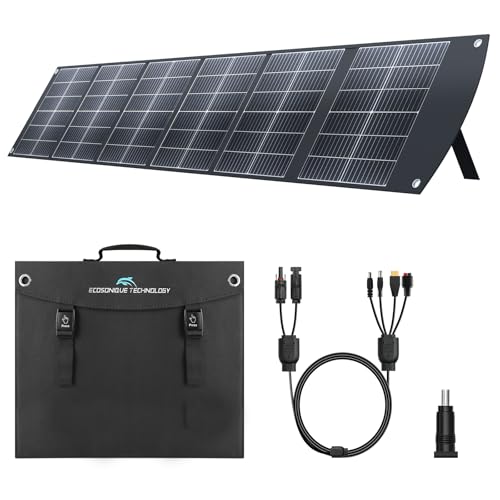 Image of Ecosonique 200W Portable Solar Panel for Power Stations, Foldable & Lightweight with Kickstand, USB-C PD3.0 & USB-A QC3.0, MC4 & Multi-Output for Solar Generators, RVs, Camping, and Outdoor Use