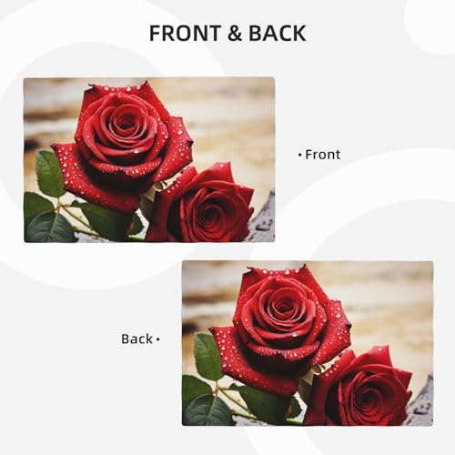 Set de table en lin synthétique de qualité supérieure motif roses rouges - 4