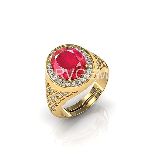 Bague plaquée or avec rubis de 11.00 Ratti d'exception faite main
