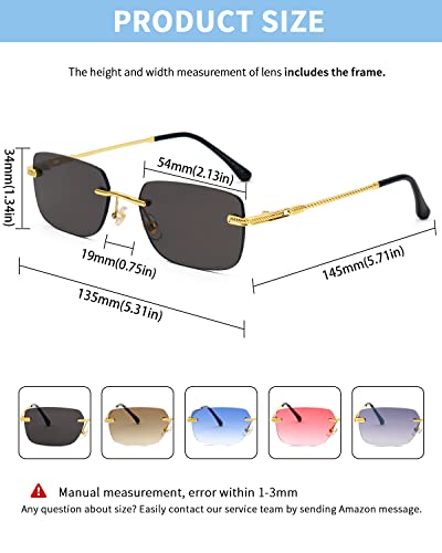 Zeelool Retro Rectangle Sunglasses Women Men Trendy Rimless Small Square Sun Glasses #TOP5