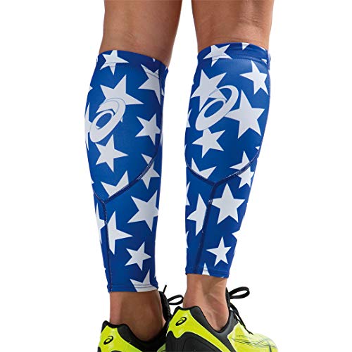 ASICS Stars Printed Calf Sleeve, Royal/White, Medium