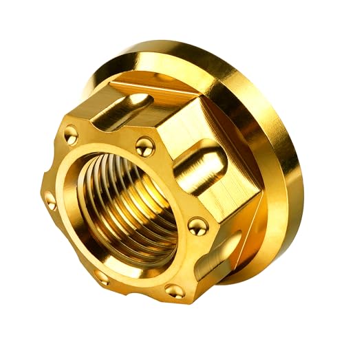 Image of Titanium M6 M8 M10 M12 M14 M16 Flange Bolt Nut Bicycle Motorcycle Rear Axle Car Modification Accessories Pack of 6 (M16 Pitch 1.5mm, Gold)