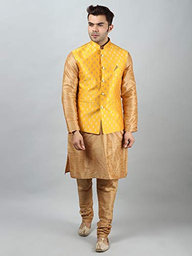 Image of Uri and MacKenzie Men's Silk Blend Kurta Pajama with Designer Ethnic Nehru Jacket /Modi Jacket