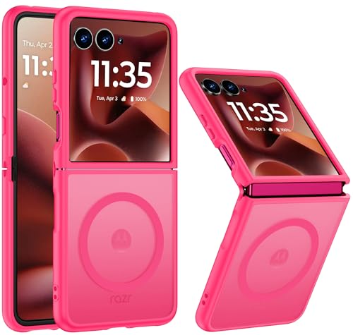 LEKEVO Magnetic for Motorola Razr Ultra 2026/2025 Case, Compatible with Magsafe, Translucent Matte, TPU Bumper Protective Slim Soft Case for Moto Razr Ultra 2026/2025, Hot Pink