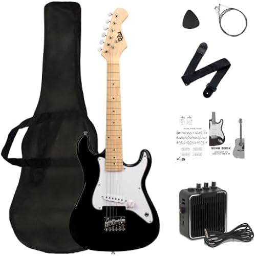 32 Inch Kids Electric Guitar Beginner Kit, Junior Size Mini Electric Guitar for Children with 5W Amplifier and Guitar bag, Unisex (Black)