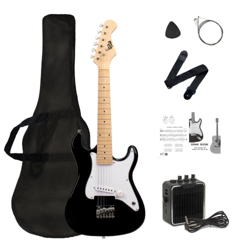 Image of 32 Inch Kids Electric Guitar Beginner Kit, Junior Size Mini Electric Guitar for Children with 5W Amplifier and Guitar bag, Unisex (Black)