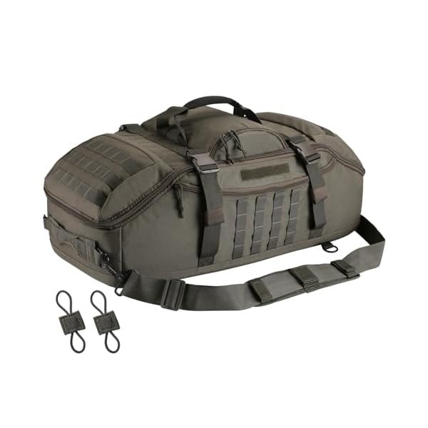 65L Large Duffle Bag, 3-in-1 Tactical Backpack MOLLE Pack for Sports, Gym, Outdoor, Olive Green