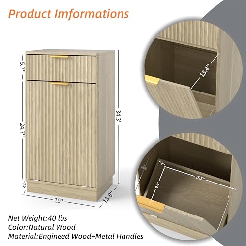 Gabinete de basura reciclaje madera 10 gal compacto miniatura 2