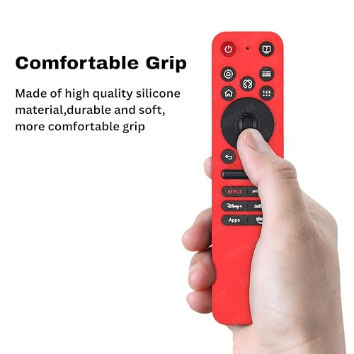 Image of Silicone Tv Remote Cover Compatible with LG Smart TV Remote LG MR25GA Full Wrap Protective Case with Lanyard [Remote NOT Included] (RED)
