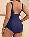 Daci Women's Navy Plus Size One Piece Swimsuit - Tummy Control Athletic Bathing Suit with Square Neck 20 Plus