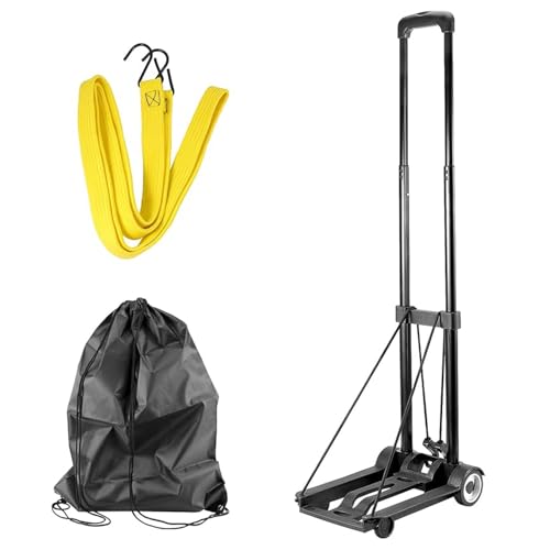 HOZEON Carretilla de mano plegable, 25 kg y 25 kg, carro utilitario de construcción sólida resistente para equipaje, ligero, compacto, portátil, plegable, para equipaje, viajes, compras, oficina,
