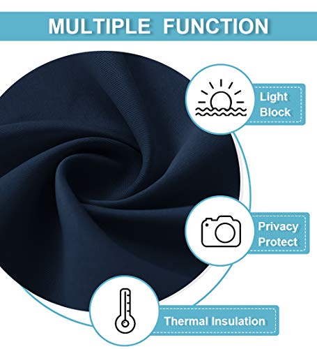 RYB HOME Blackout Tricia Window Door Curtains - Self Sticky Shades Thermal Insulated Light Block French Door Curtain Energy Efficient Double Blind, W 26 x L 69 inches, Navy, 1 Panel