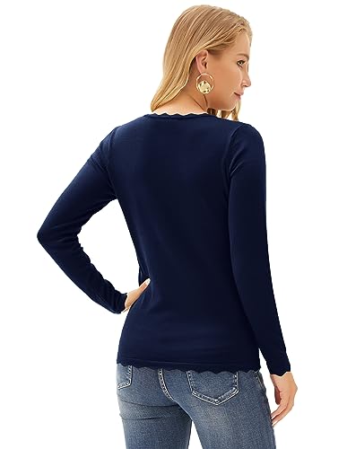 Image of GRACE KARIN Fall Sweaters for Women 2026 Long Sleeve Crewneck Business Casual Tops High Stretchy Knit Fitted Pullover Sweater