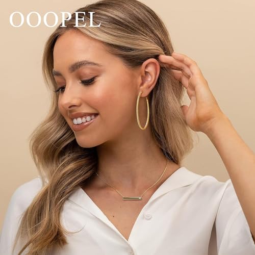 OOOPEL Gold Hoops Earrings for Women, 14k Real Gold Plated Big Earring Hoops Lightweight Earrings Hypoallergenic Large Sterling Silver Hoop Earring for Women 30MM 40MM 50MM 60MM2