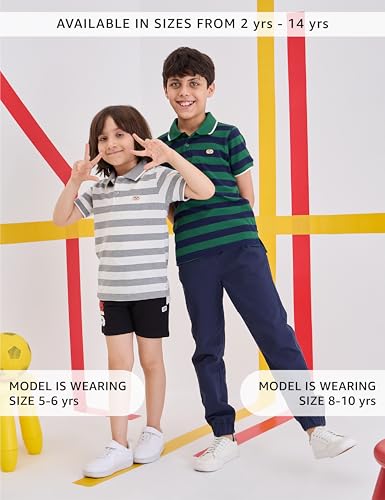 Image of Amazon Brand - Symbol Boys Cotton Rich Striped Polo Tshirt | Collar Tshirts | Half Sleeves | Regular Fit