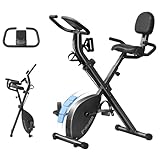 MOJEER フィットネスバイク エアロバイク トレーニングバイク 家庭用 静音 折り畳み【16段階負荷調整・サドル8段調節】【腰部サポートとアームレスト付き】 アップグレード版 室内バイク コンパクト収納 耐荷重160kg 組立簡単 日本語説明書付き 008 (黒)