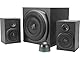 Speedlink Gravity LT PC Lautsprecher 2.1 Soundsystem Bluetooth - mit Subwoofer aus Holz, Aktiv Lautsprechersystem 80 Watt, 3,5mm Klinke AUX, RGB-Tischfernbedienung, schwarz