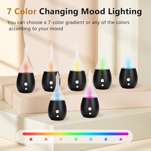 Image of Lychee Essential Oil Diffuser Humidifiers, 7 Colors Light Setting, Quiet Diffuser, Small Aromatherapy Diffuser with Wood Grain Base for Home Bedroom Office Yoga Nice Gift