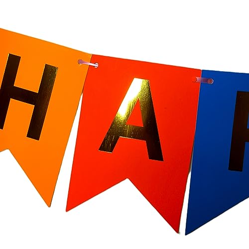 Image of Wanna Party Multicolor Happy Birthday Banner,Rainbow Bunting Banner for Kids and Adults for Happy Birthday Decoration Items for Kids (Cardstock)