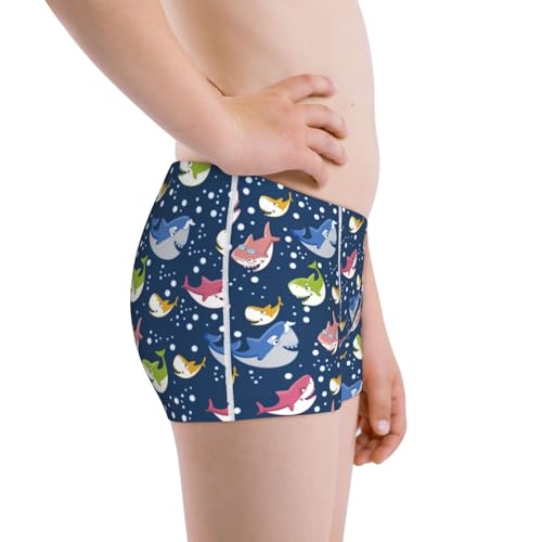 Boys' Cotton Boxer Brief Soft Underwear-Colorful Cartoon Shark2