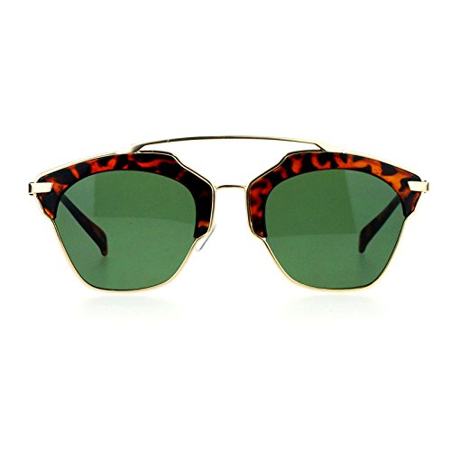 SA106 Metal Outline Double Bridge Retro Vintage Half Rim Sunglasses2