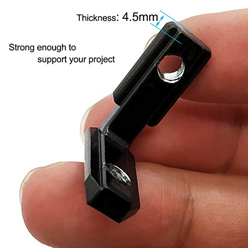 BLCCLOY 20Pcs 2020 Aluminum Extrusion Black Corner Bracket T Slot Inside L Shape Joint Angle Hardware Connector with Screws for 20 Series 20/20 2040 V Slot Extruded Aluminum Profile