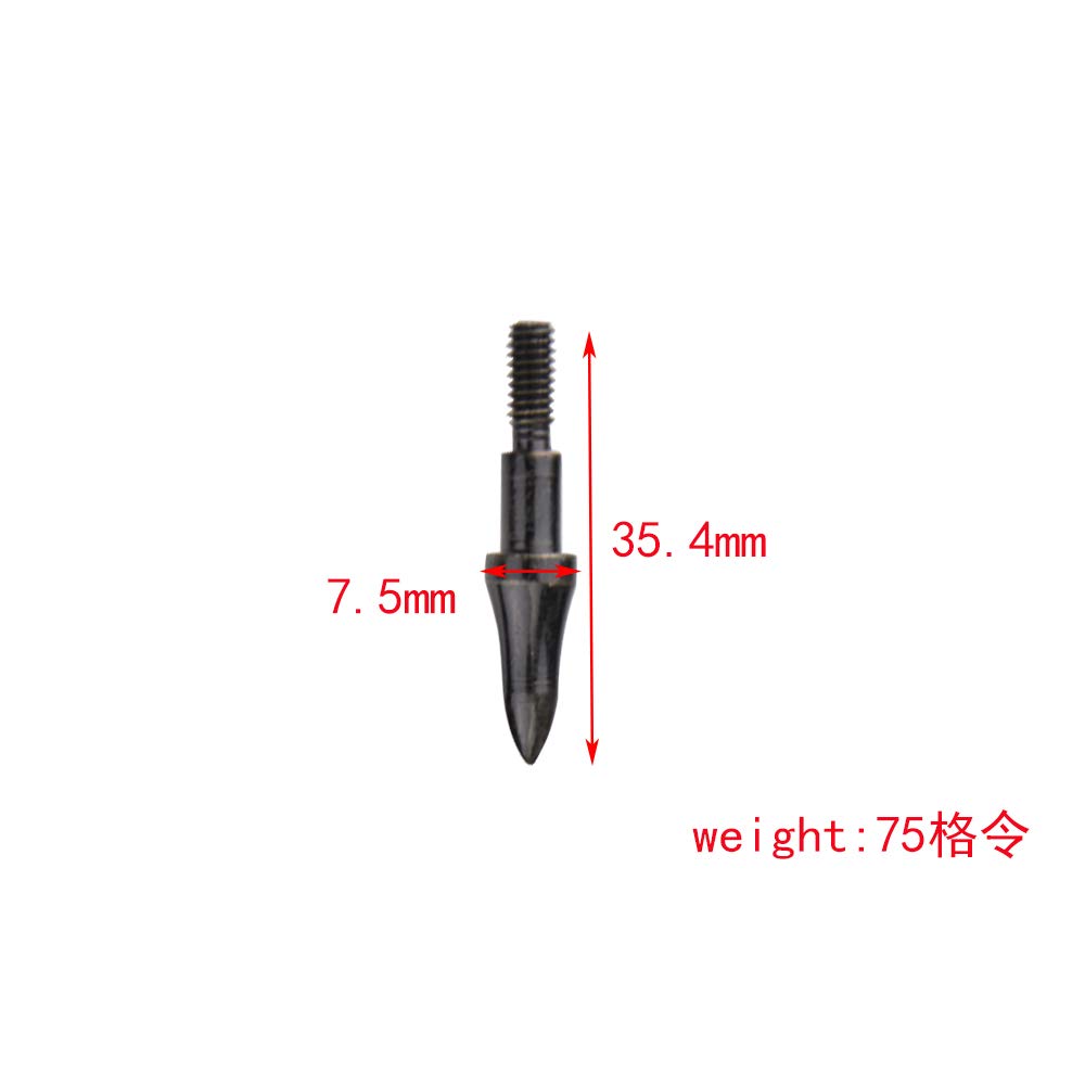 Pointes de tir à l'arc 75/100 Grain Field Points filetées pour Chasse Recurve Arc à poulies
