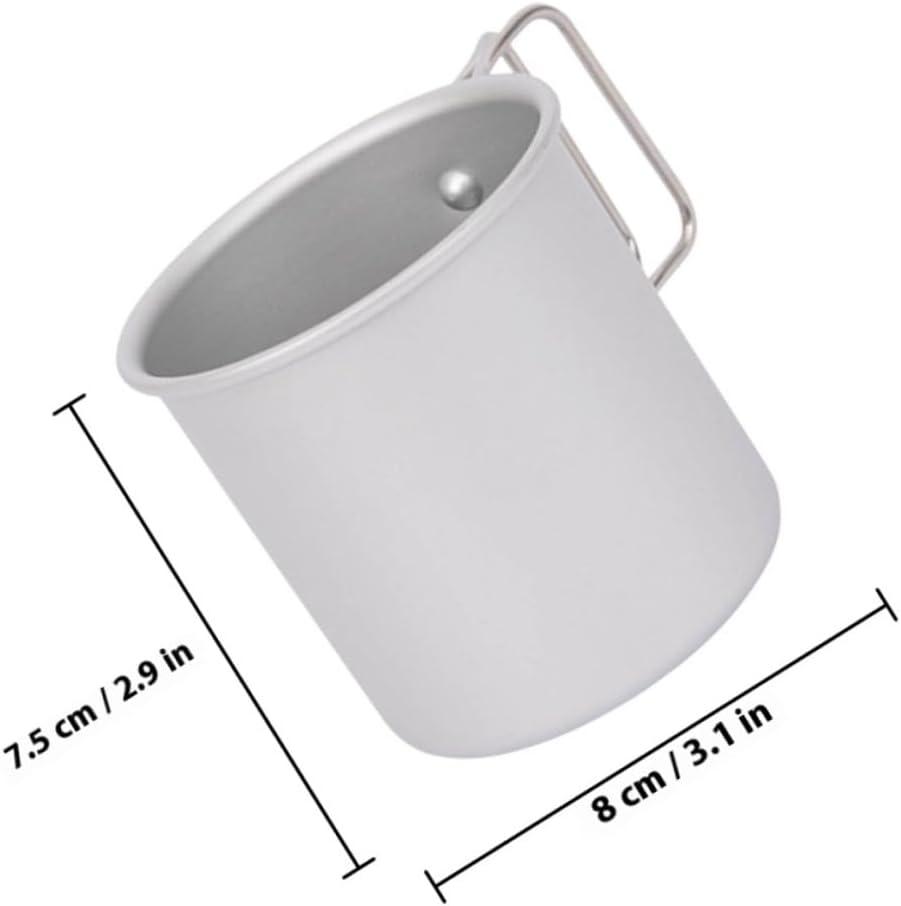 Luxshiny Portable Camping Mug Foldable Aluminum Alloy Metal Drinking Cup for Outdoor Hiking Picnic Travel, Lightweight Silver Collapsible Tea and Water Mug