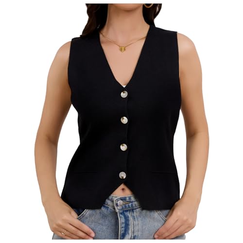 JASGOOD Womens Sweater Vest Top Trendy Sleeveless V Neck Tank Top