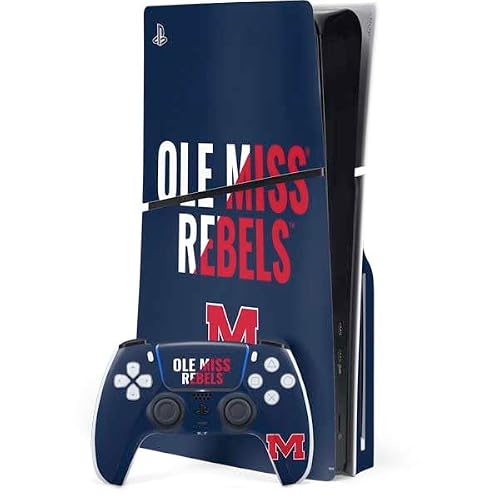 Skinit Decal Gaming Skin Compatible with PS5 Slim Disk Bundle - Officially Licensed University of Mississippi Ole Miss Rebels Design