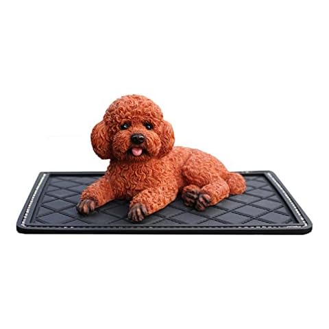 Otzoan Cute Dog Figurines Resin Animal Garden Farm Statue Poodle Sculpture Lawn Patio Yard Home Decorations Ornaments (Brown) Cover