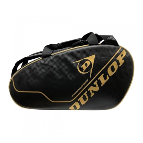 Dunlop 10316695 Tour Intro Carbon Pro Paletero, Tamaño mediano con 2 compartimentos, Material 100% Poliéster, Dorado
