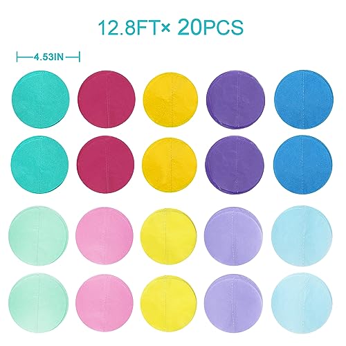 Image of 256Ft Pastel Party Decorations Big Circle Dot Backdrop Streamer Pastel Tissue Paper Polka Dots Hanging Curtain Garland for Birthday Wedding Bachelorette Engagement Macaron Party Supplies