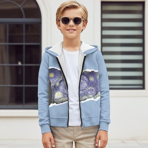 Kids Zip Hoodie for Boys & Girls - Lightweight Pullover with Pocket, Full Zipper Jacket, Casual Sweatshirt 6-16 Year4
