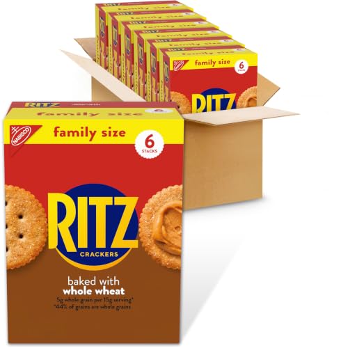 Image of RITZ Whole Wheat Crackers, Snacks for Kids and Adults, Family Size, 6 Boxes