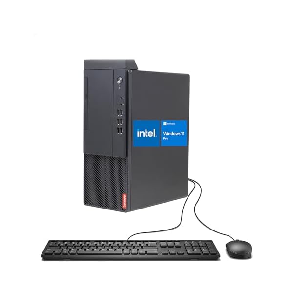 Lenovo V50t Business Tower Desktop, Intel Core i5-10400, 16GB RAM, 1TB SSD, Wired Keyboard & Mouse, DVD-RW, 2-Monitor Support 4K, HDMI, RJ-45, VGA, Wi-Fi, Windows 11 Pro, Black