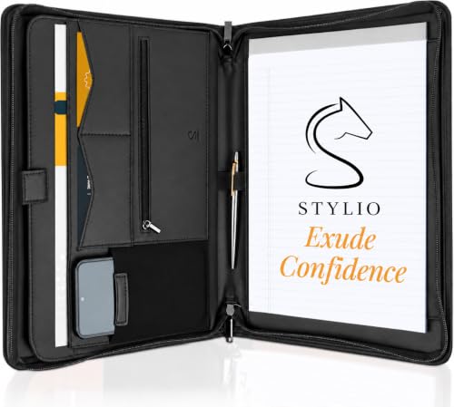 STYLIO Zipper Padfolio Portfolio Binder