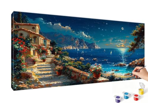 Pintar por Números Adultos 50x100cm Cielo Estrellado sin Marco con Lienzo y Pinceles RB-284