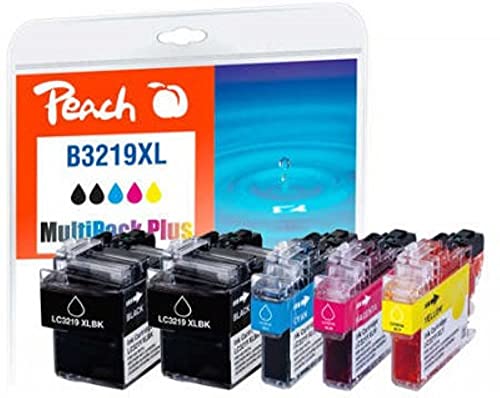 Peach PI500-246 cartouche d'encre Noir, Cyan, Magenta, Jaune 68 ml 17 ml - Cartouches d'encre (Encre à pigments, Noir, Cyan, Magenta, Jaune, 5 pièce(s), Brother, Brother MFCJ 5330 DW Brother MFCJ 5330 DW XL Brother MFCJ 5335 DW Brother MFCJ 5730 DW Brother..., LC-3219XL)