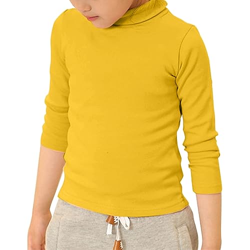 Girls' Basic Turtleneck Ribbed Knit Long Sleeve Sweater T-Shirt Slim Basic Tee Tops for 8 to 16Y4