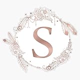 Letter S Rose Gold Pink Initial Monogram Sticker Vinyl Waterproof Sticker Decal Car Laptop Wall Wind
