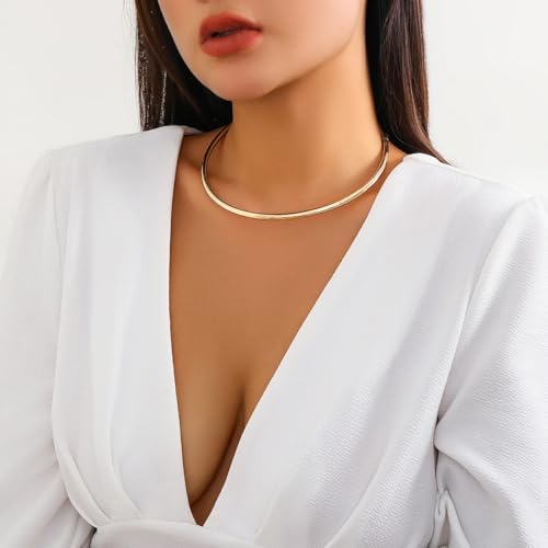 Simple Metal Collar Necklace Open Round Clavicle Chain Summer Beach Body Chain Jewelry Festival Statement Collar Choker Necklace for Women2