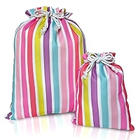 Gather And Knot Fabric Gift Bags - 20 Large & 12 Small Canvas Drawstring Bags | Reusable Present Wrap For Birthdays, Baby Showers (Gamer Print)