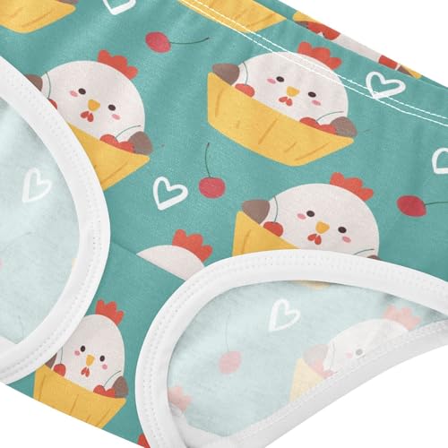 Wusikd Cartoon Chicken Girls' Underwear Cotton Cherry Girls Briefs Soft Toddler Underwear 4T4