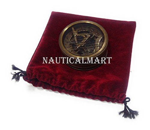 Brass Pocket Sundial Compass - Antique Dollond London ~ Nautical Best Gift miniatura 1