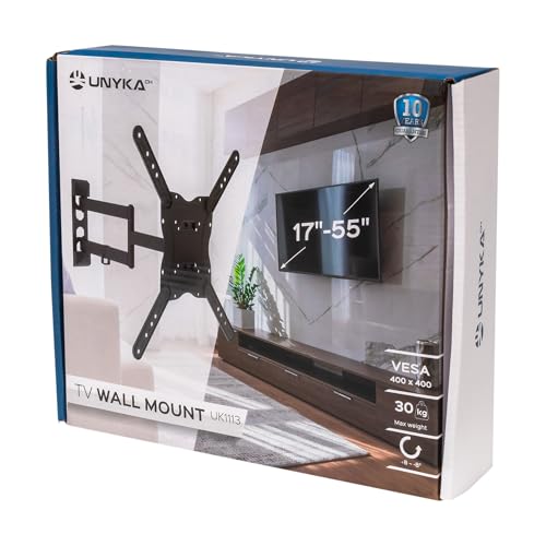 Unykach Supporto Tv/Monitor Da Parete Articolato Per Schermi Piatti E Curve Da 17-55 Pollici (Fino A 30 Kg), Inclinabile E Girevole, Vesa Max 400 X 400 Mm - 7