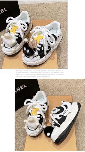 Loizziuy Cute Skateboard-Inspired Casual Sneakers Retro for Women Girl for Summer Travel & Everyday Wear Gift (US 6,White,6)
