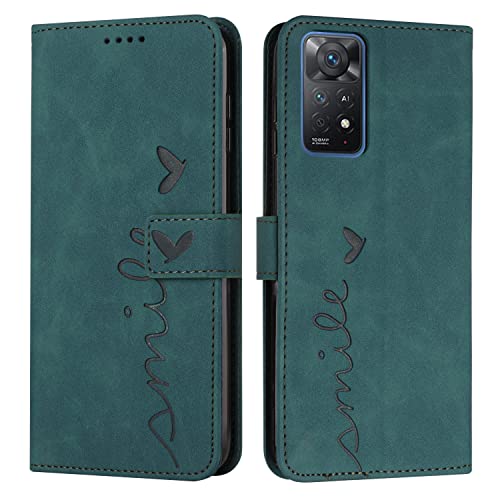 Cover per Xiaomi Redmi Note 11 PRO 5G 4G Flip Custodia per Note 11 PRO 5G 4G Protezione Completa Slot per Scheda Funzione di Supporto verde pelle sintetica